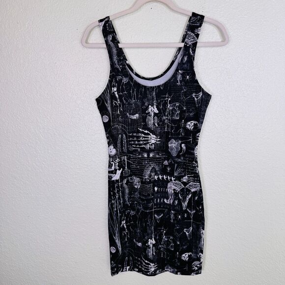 Affliction Dress Women Small Skeleton Bones Print Iggy Punk Tank Halloween NEW - Picture 1 of 7
